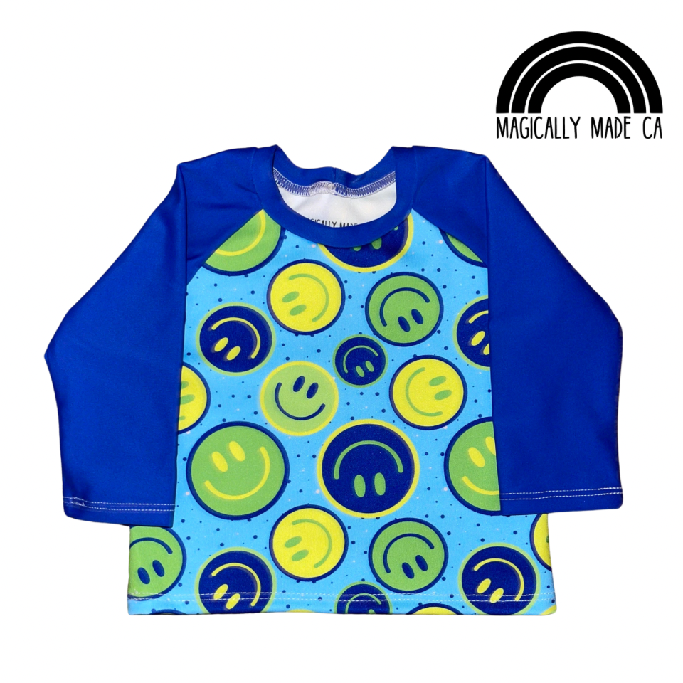 Blue Smiley Swim Shirt