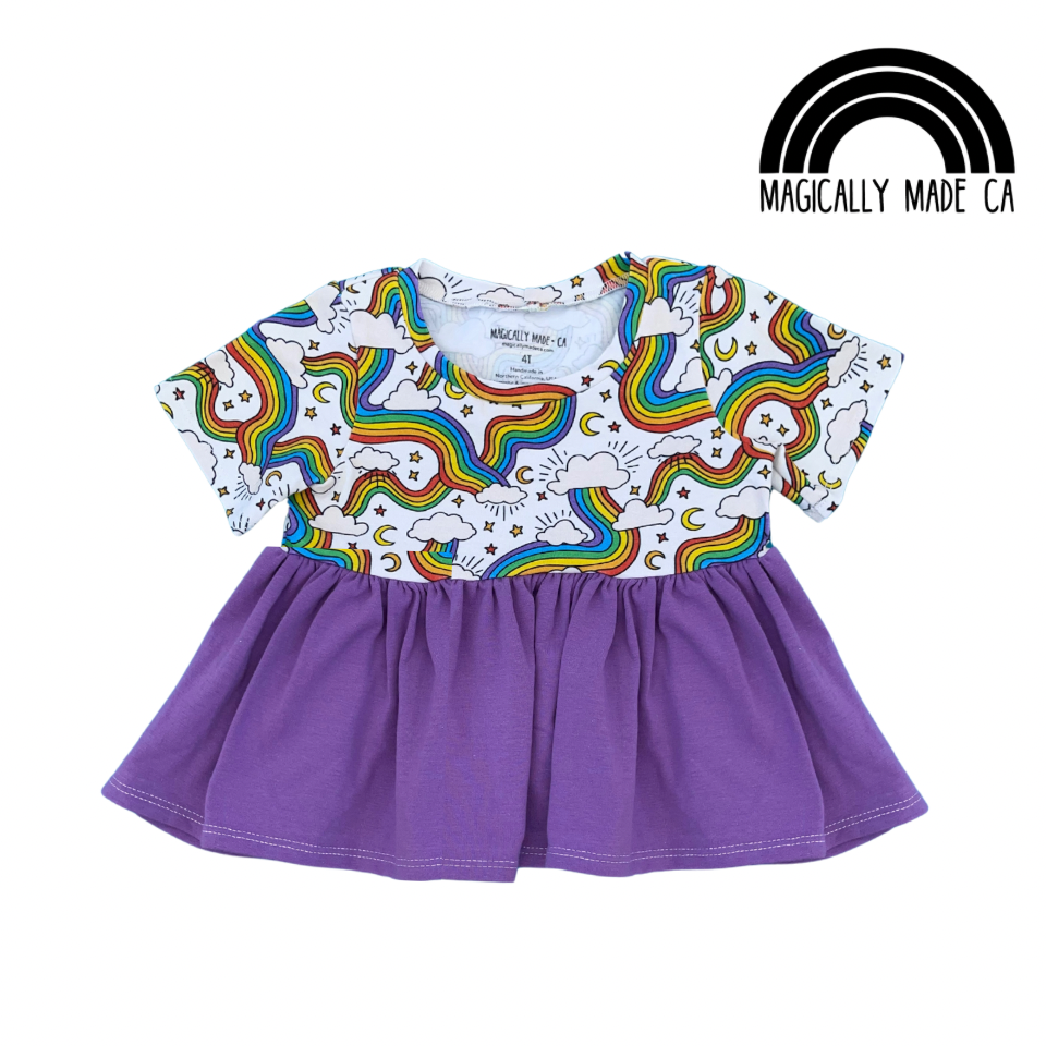 Rainbow Clouds Peplum Top