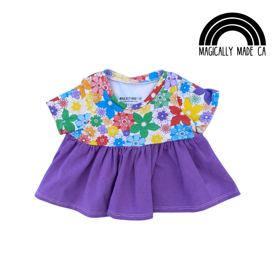 Rainbow Flower Peplum Top